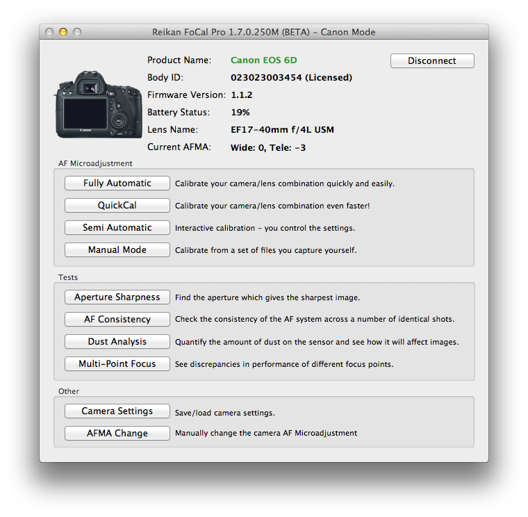 FoCal for Mac Canon 6D Support