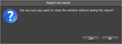 Warns if you're closing a test without saving the report