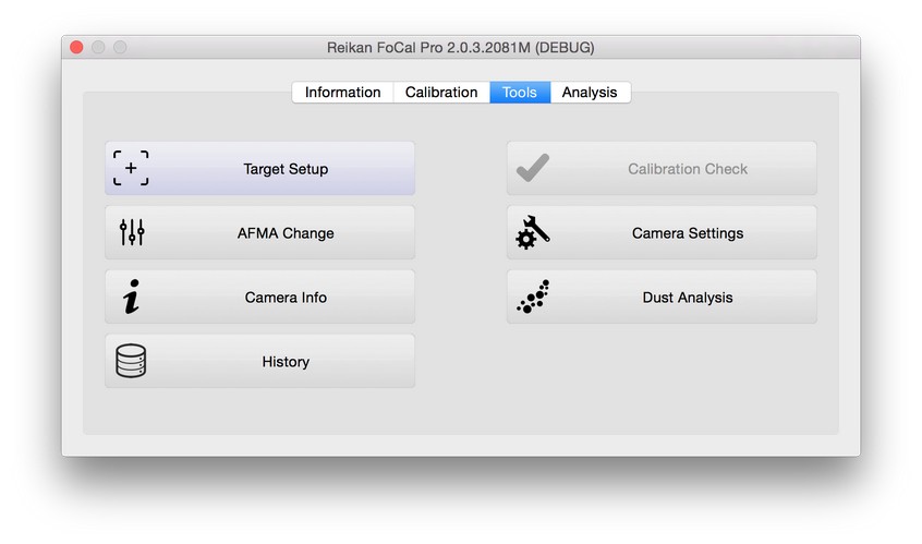 FoCal 2 for Mac - Tools Tab