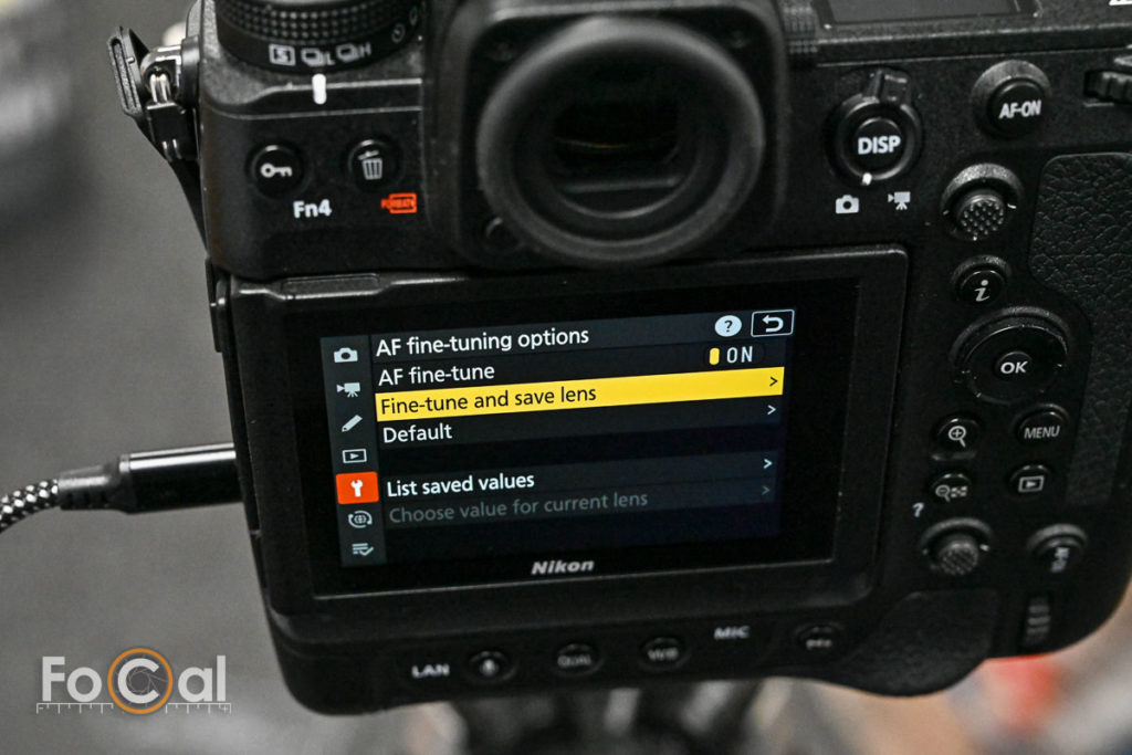 Nikon Z9 with AF Fine-tune options shown