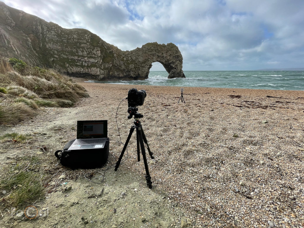 Calibration setup for the Z9 with Reikan FoCal and Durdle Door in the background