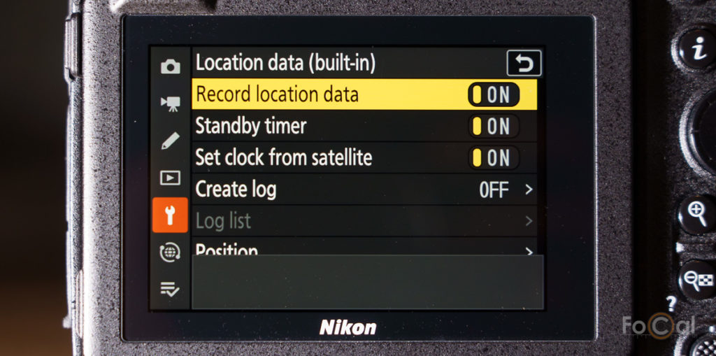 A screenshot of the Location menu on the Nikon Z9