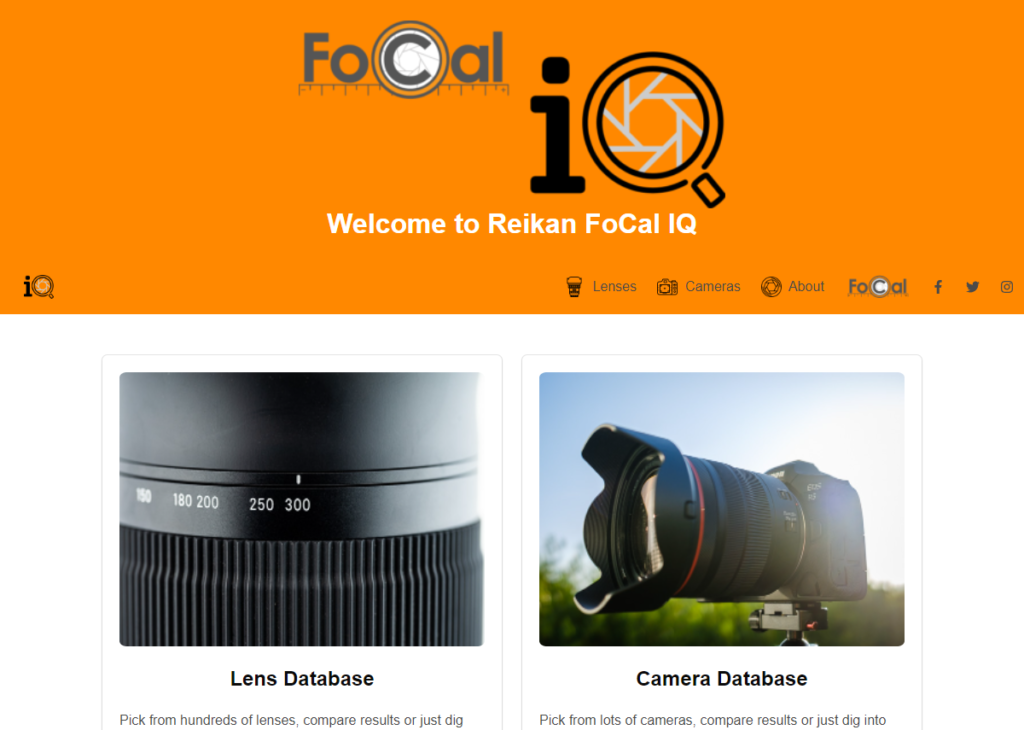Front page of FoCal IQ website