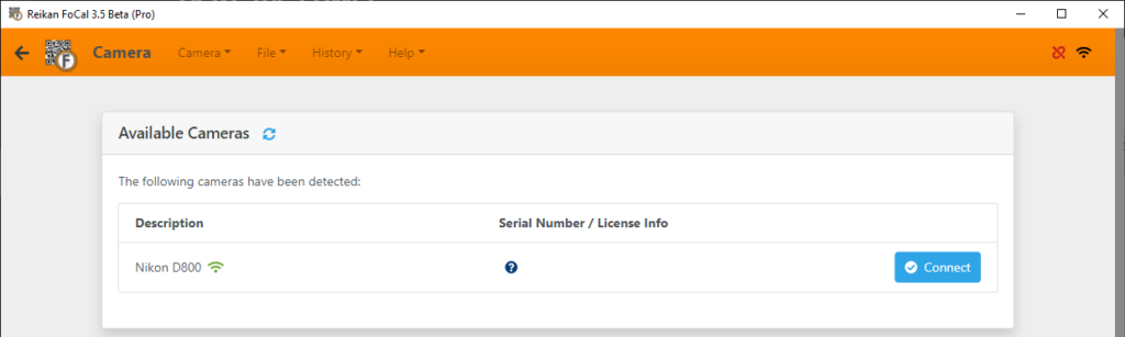 Screenshot showing new icon indicating the license server is unreachable