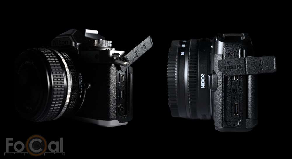 Showing the USB-C ports of the Nikon Z fc and Nikon Z 30 cameras.
