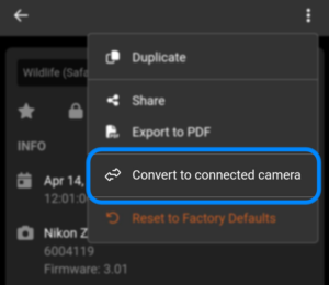 The Snapshots conversion tool in FoCal Snapshots