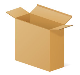 A graphic of an open box