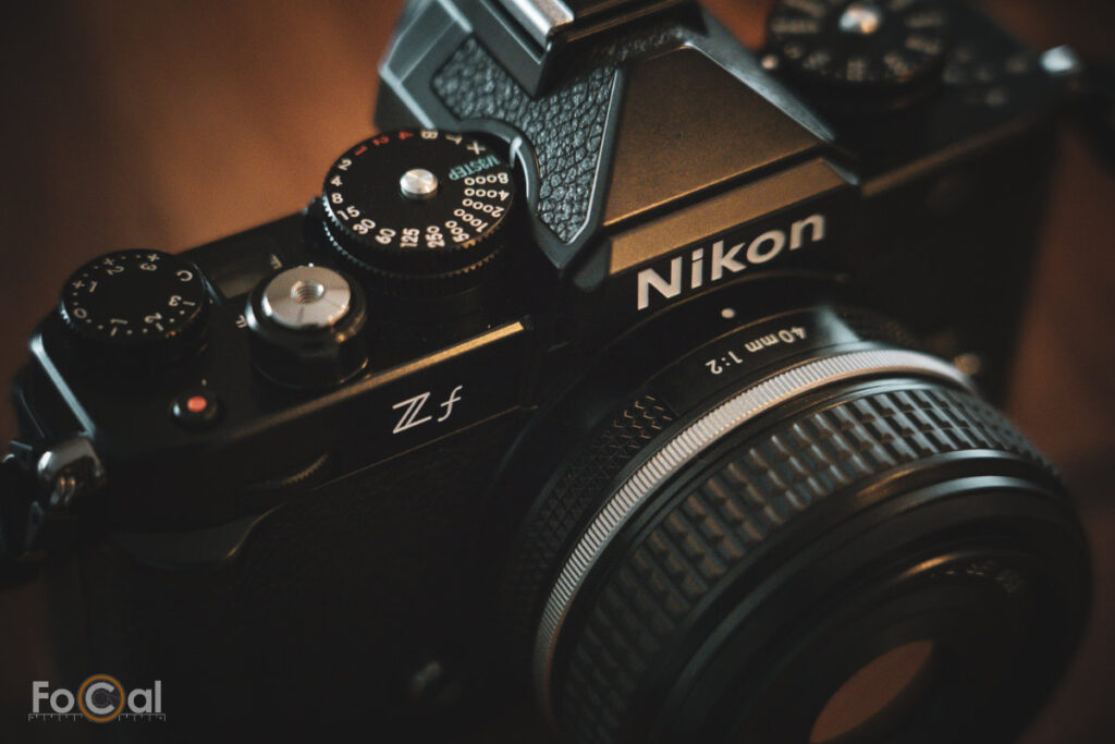 Front top view of Nikon Zf mirrorless camera