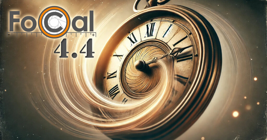 FoCal 4.4 hero image of a clock spinning backwards